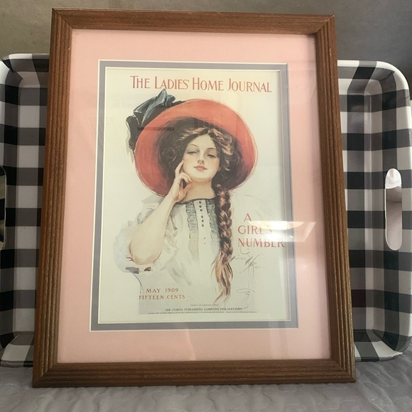 The Ladies’ Home Journal wall art vintage hanging wooden frame MMC lady in a hat - Picture 1 of 5